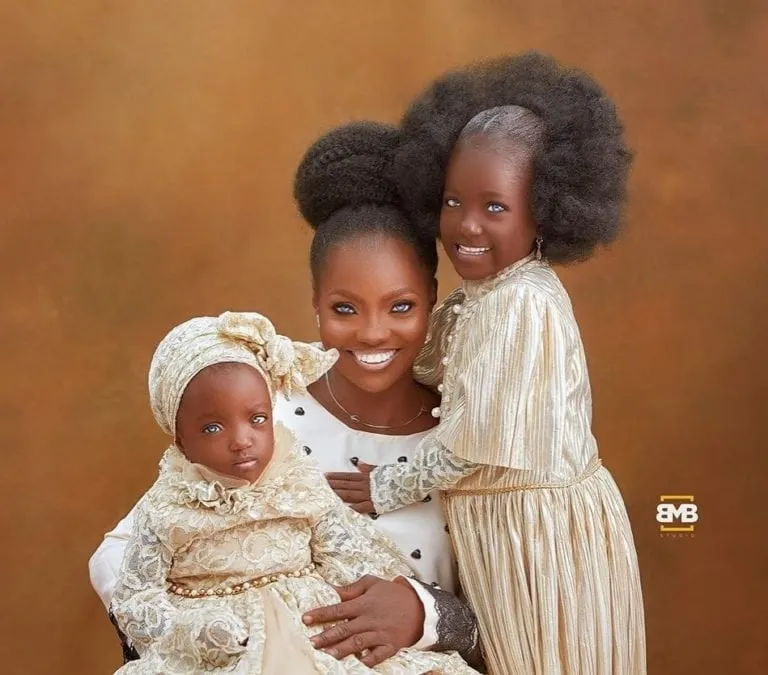 Checkout Photos of Blue-Eyed Risikat & Her Kids
